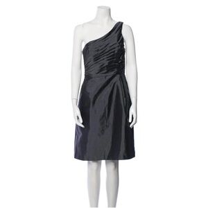 ML Monique Lhuillier woman’s gray‎ one shoulder knee length formal party dress 8